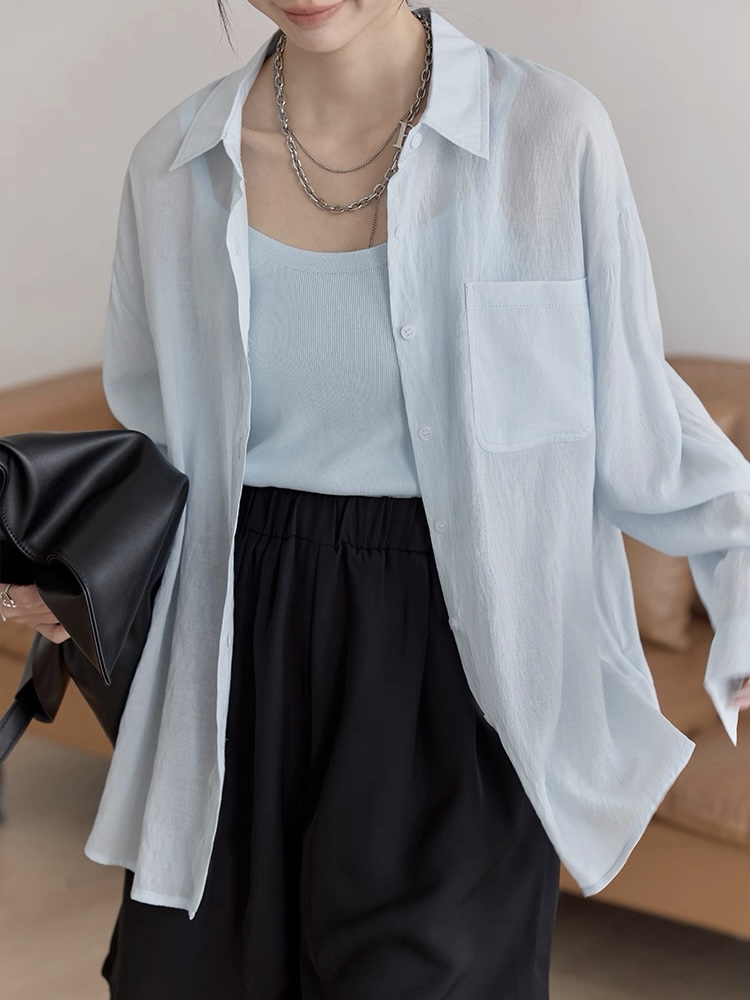 Leo Half Mesh Shirt with Pocket