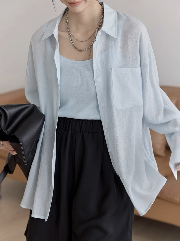 Leo Half Mesh Shirt with Pocket