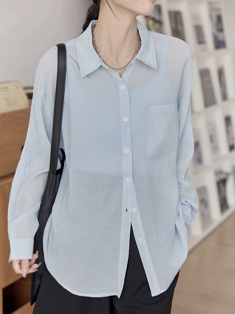 Leo Half Mesh Shirt with Pocket