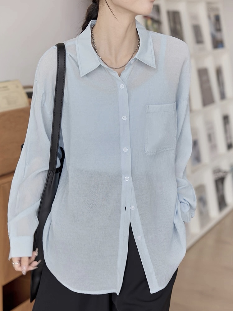 Leo Half Mesh Shirt with Pocket