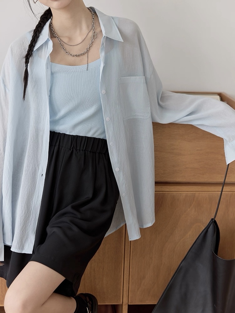 Leo Half Mesh Shirt with Pocket