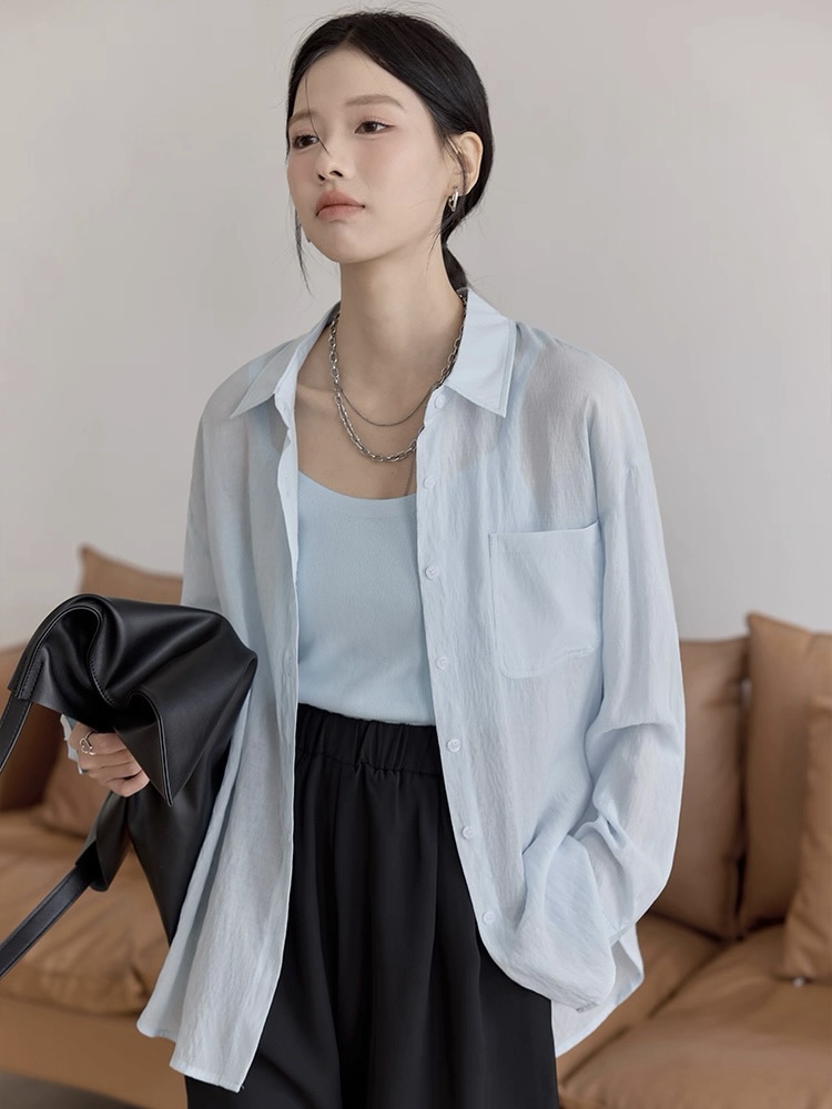 Leo Half Mesh Shirt with Pocket