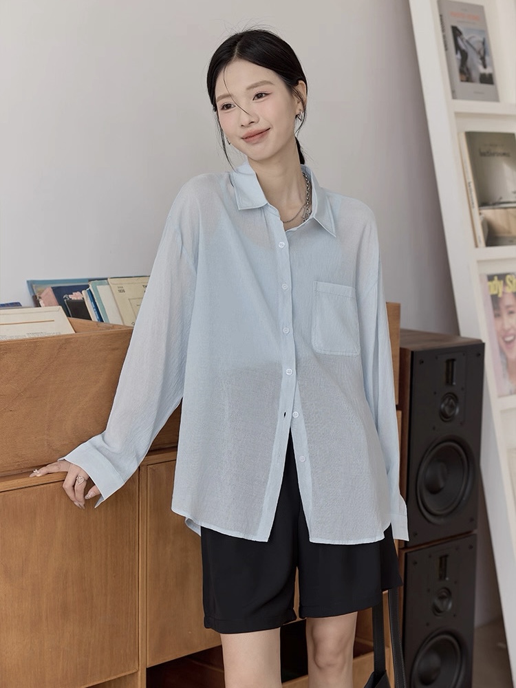 Leo Half Mesh Shirt with Pocket