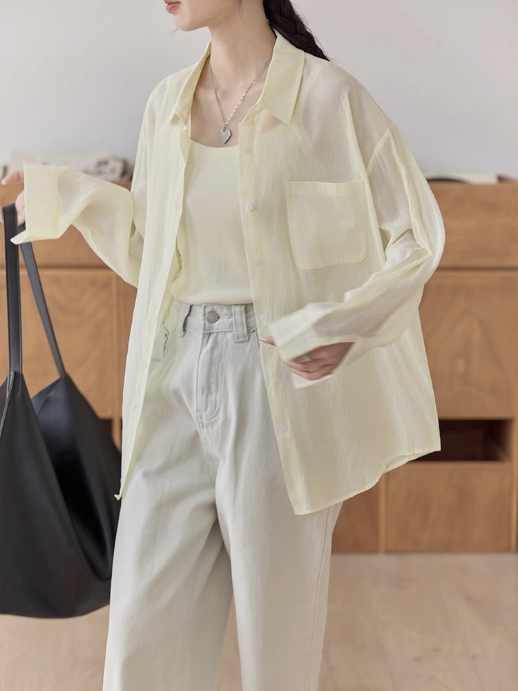 Leo Half Mesh Shirt with Pocket