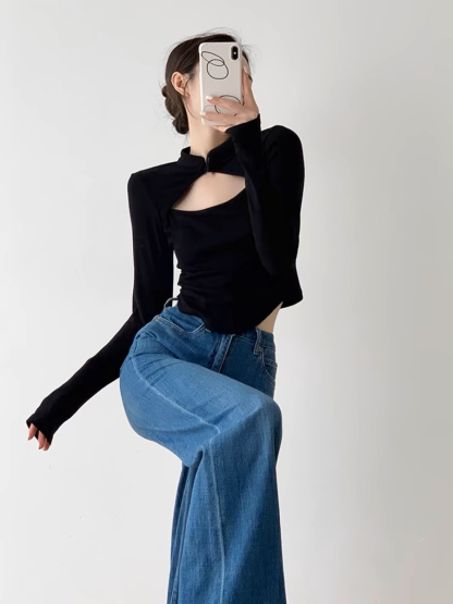 Gui Lin Oriental Knit Top-The Black Bow-