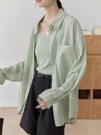 Leo Half Mesh Shirt with Pocket