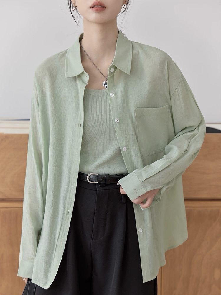 Leo Half Mesh Shirt with Pocket