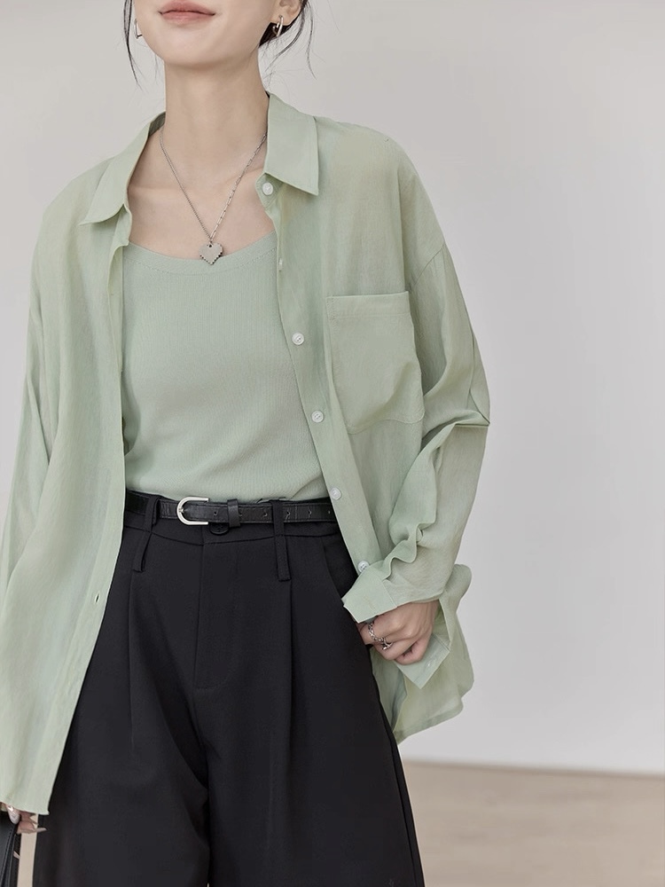 Leo Half Mesh Shirt with Pocket