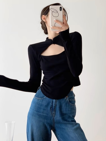 Gui Lin Oriental Knit Top-The Black Bow-