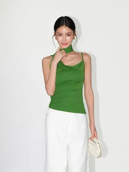 Rei Neck Tie Knit Top