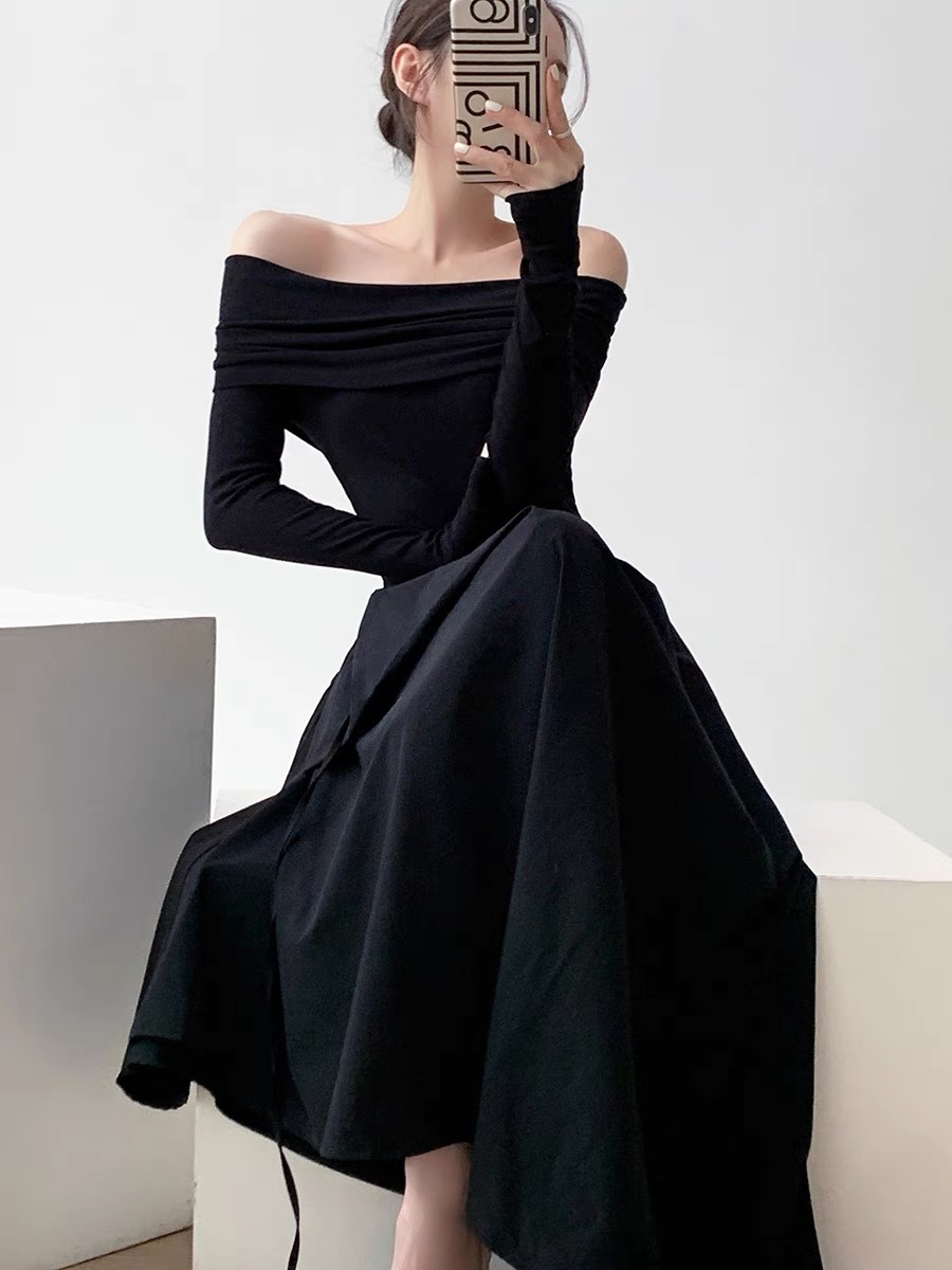 Glana Off Shoulder Asymmetrical Layer Dress-The Black Bow-