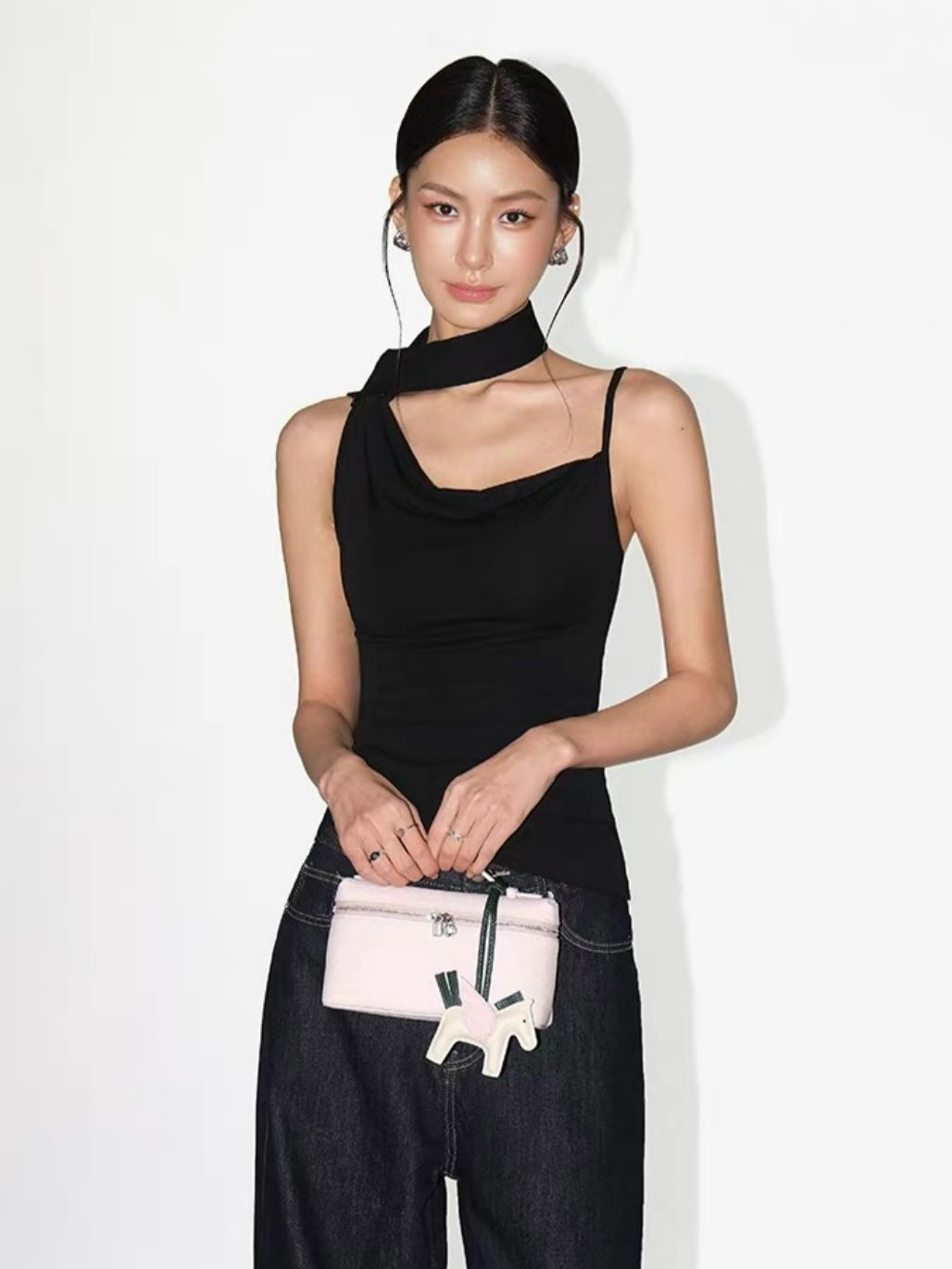 Rei Neck Tie Knit Top
