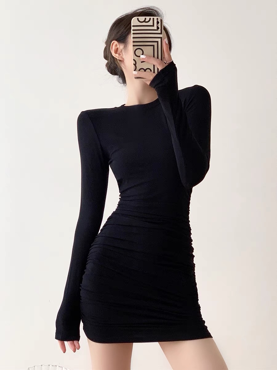 Garda Long Sleeve Mini Dress (Discounted-M size)-The Black Bow-