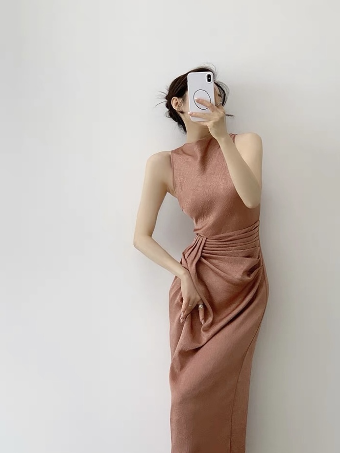 Keyna Draped Neckline Waist Ruched Dress