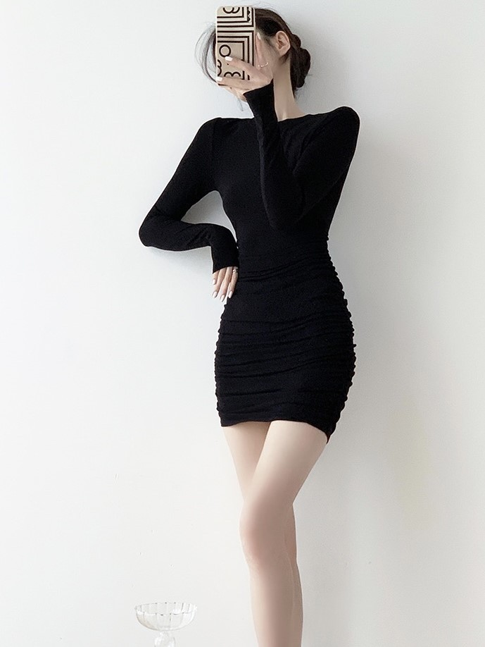 Garda Long Sleeve Mini Dress (Discounted-M size)-The Black Bow-