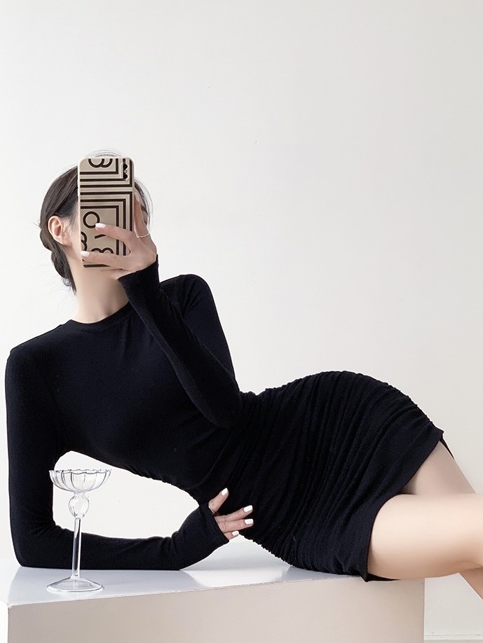Garda Long Sleeve Mini Dress (Discounted-M size)-The Black Bow-