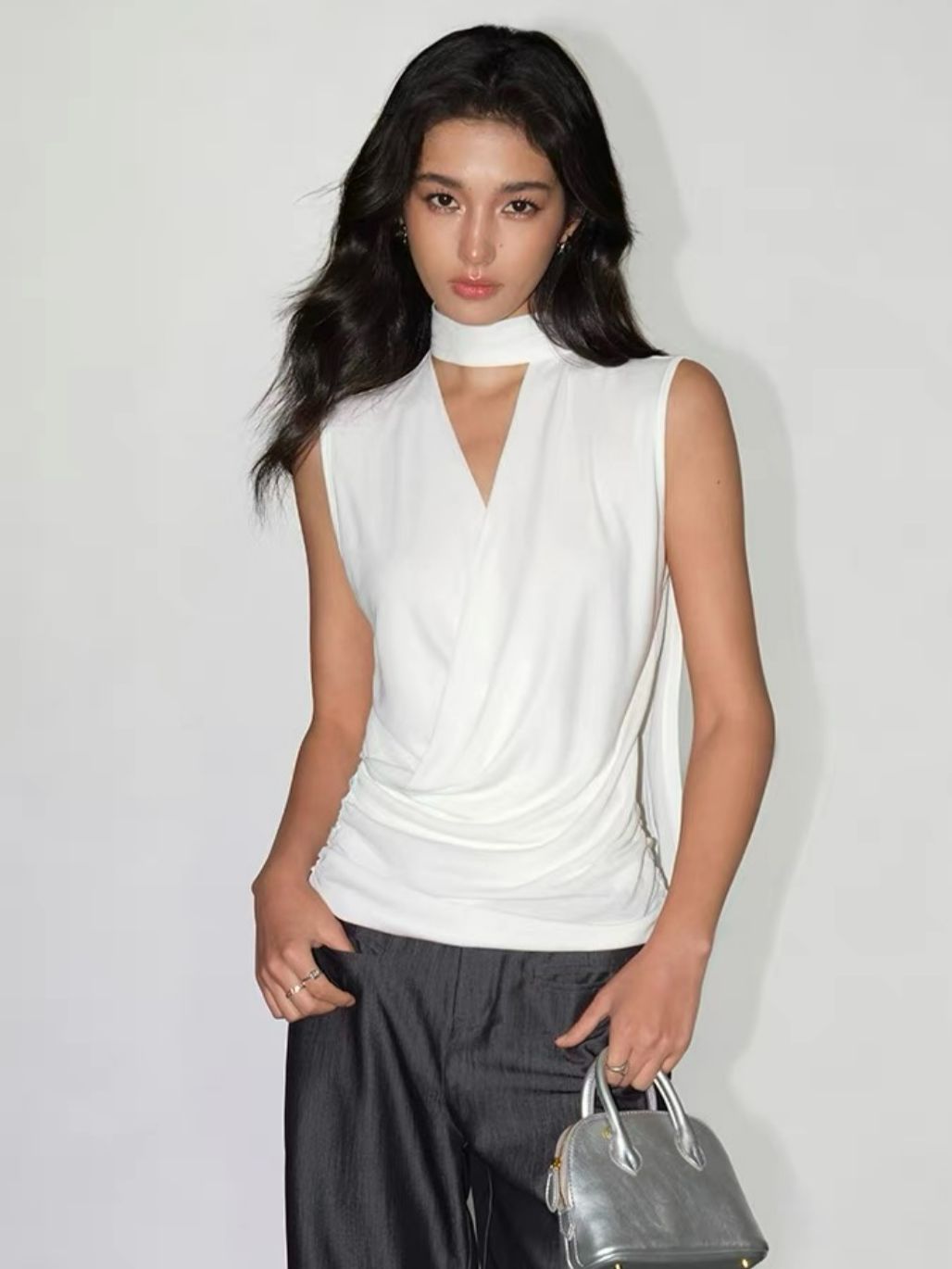 Rudite Lyocell Neck Tie Wrap Top