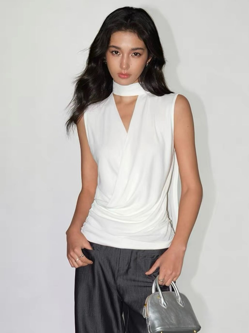Rudite Lyocell Neck Tie Wrap Top