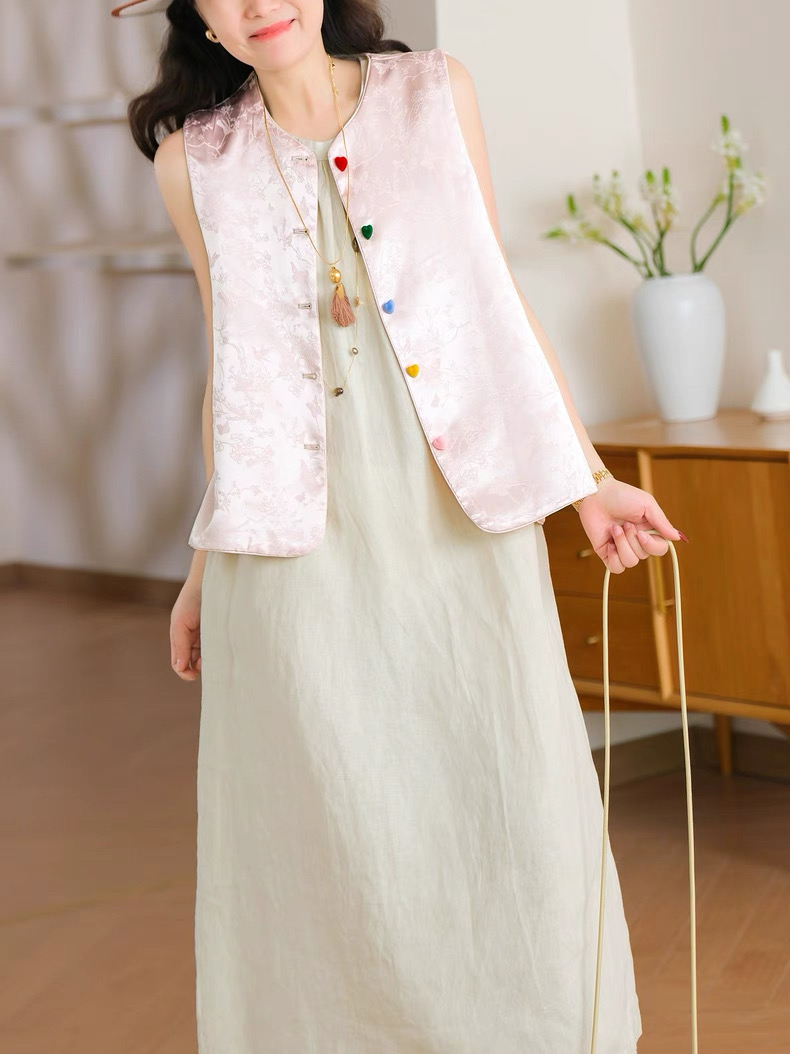 Ling An Two Sided An Butterfly Printing Oriental Vest