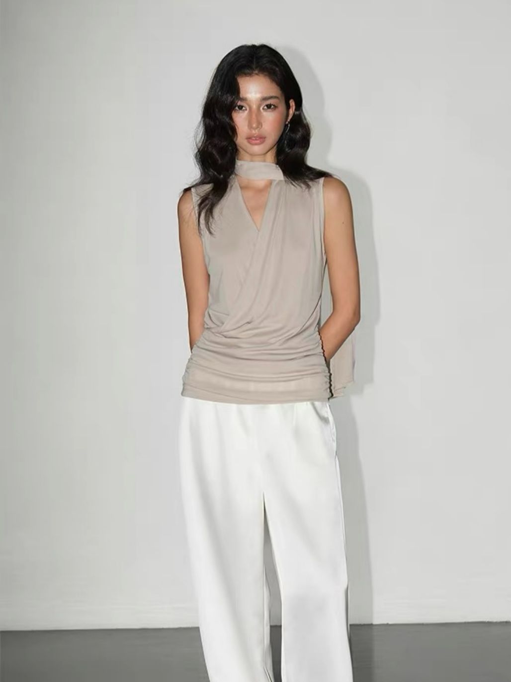 Rudite Lyocell Neck Tie Wrap Top