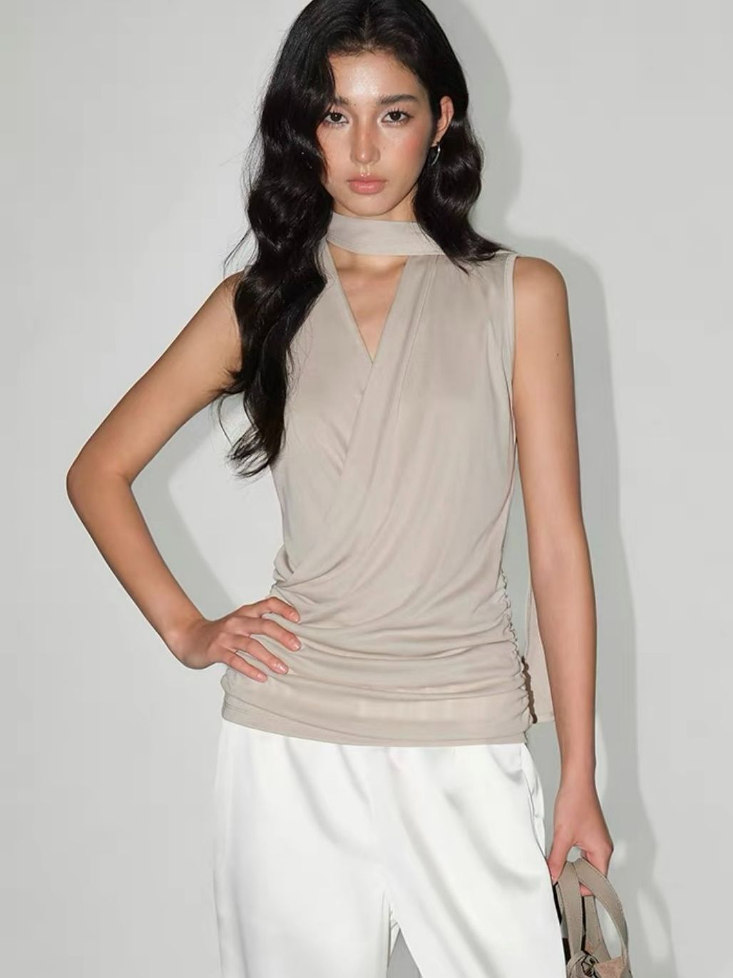 Rudite Lyocell Neck Tie Wrap Top
