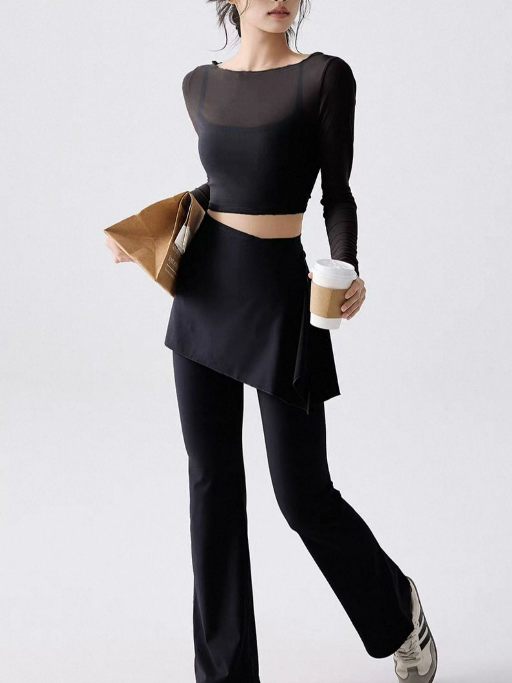 Sophiee Sheer Mesh Panel Active Top 