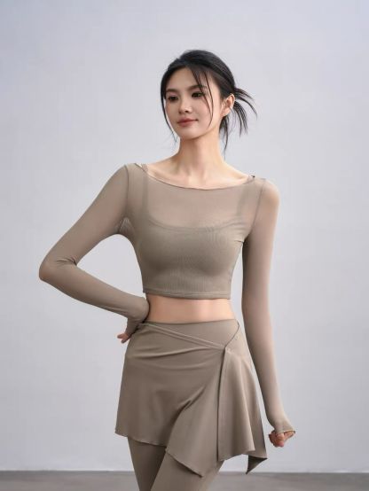 Sophiee Sheer Mesh Panel Active Top 