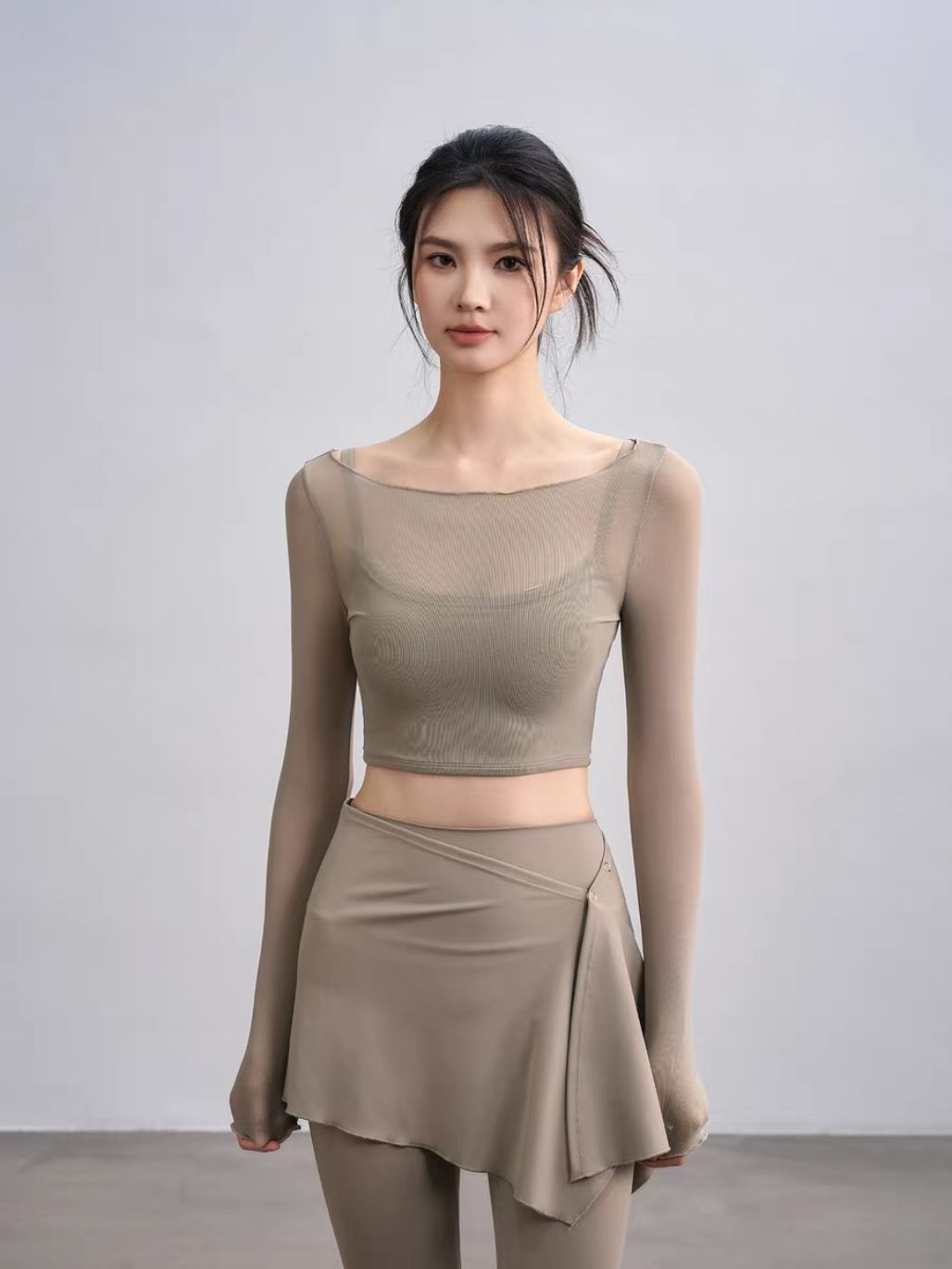 Sophiee Sheer Mesh Panel Active Top 