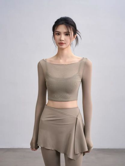 Sophiee Sheer Mesh Panel Active Top 