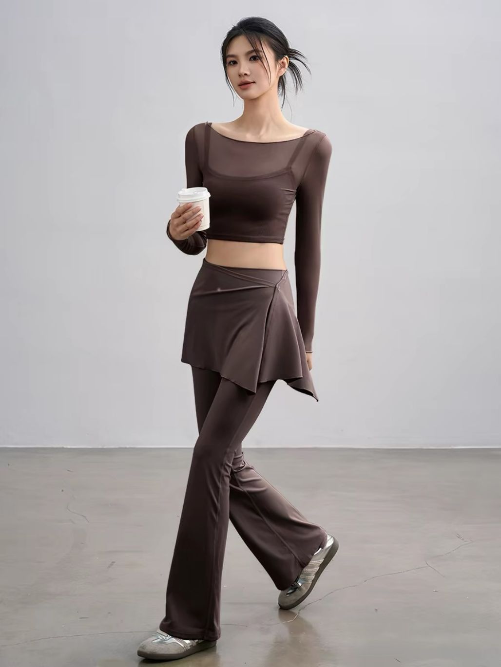 Sophiee Sheer Mesh Panel Active Top 