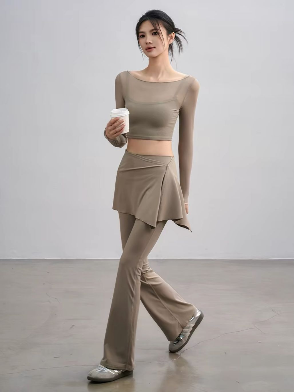 Sophiee Sheer Mesh Panel Active Top 
