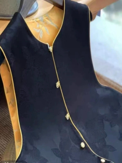 Shuang Hu Floral Oriental Vest