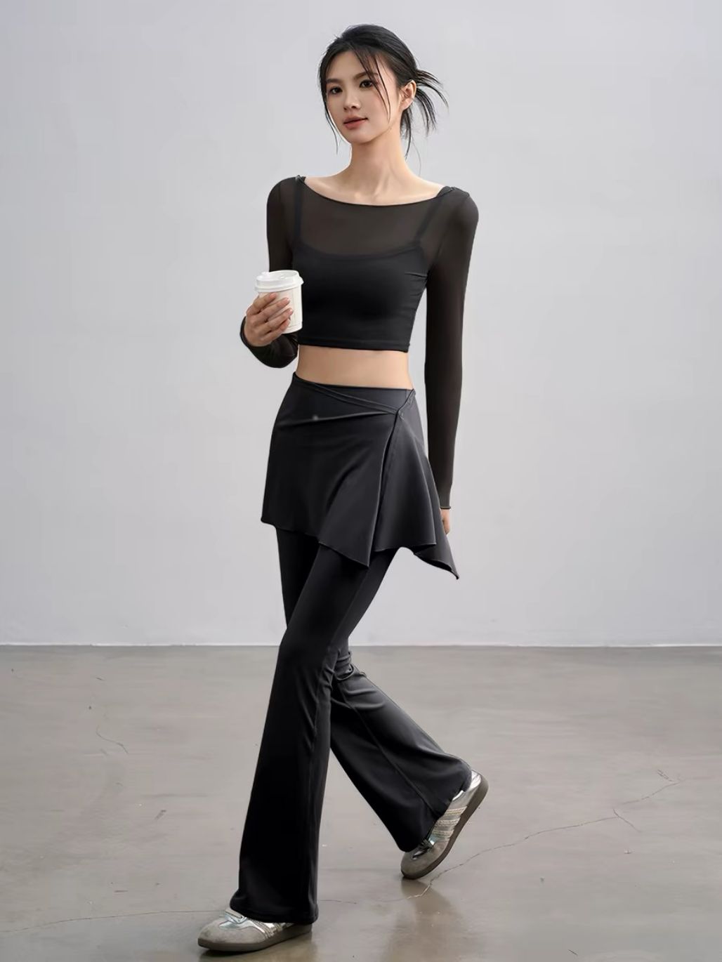 Sophiee Sheer Mesh Panel Active Top 