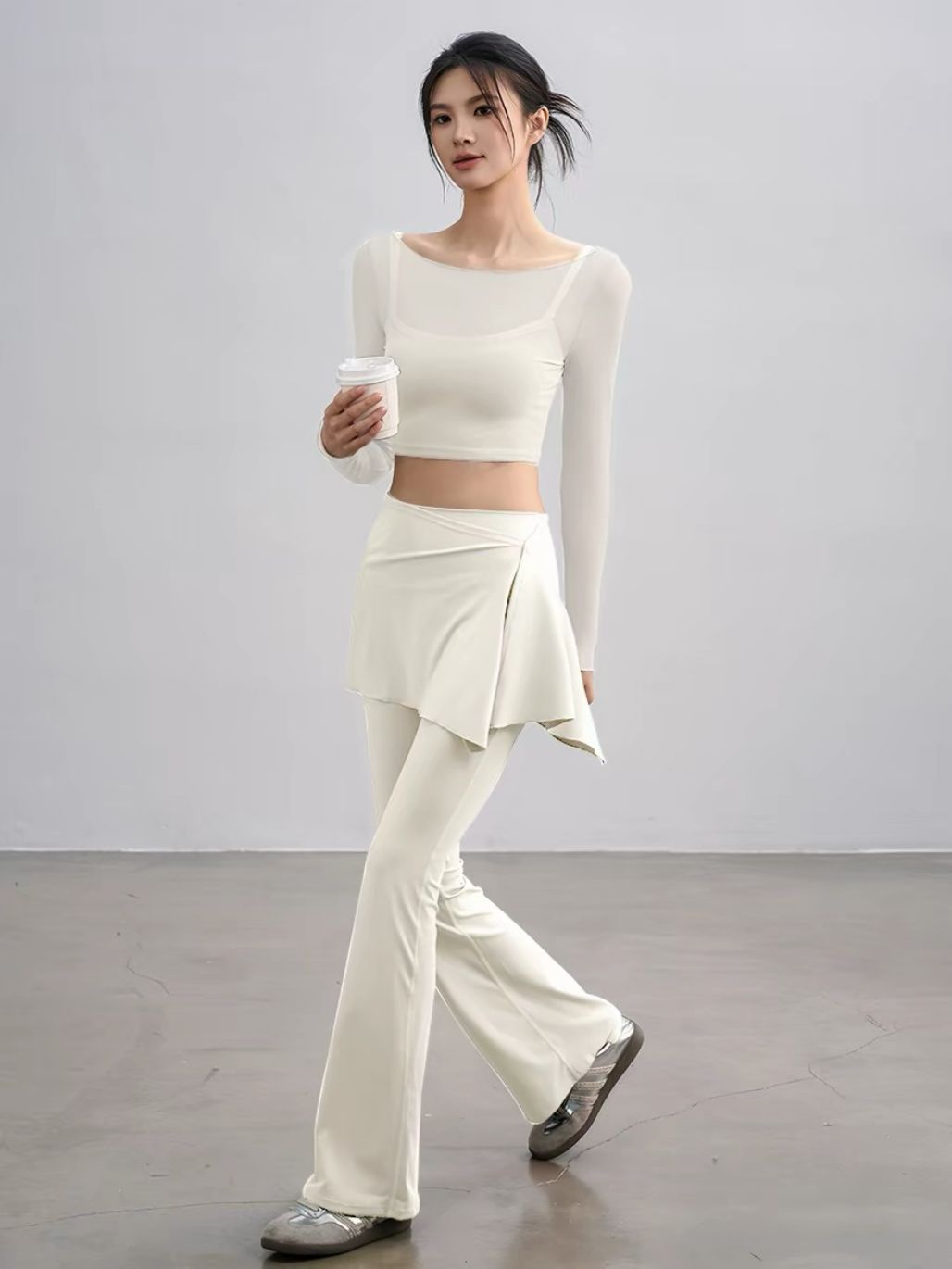 Sophiee Sheer Mesh Panel Active Top 