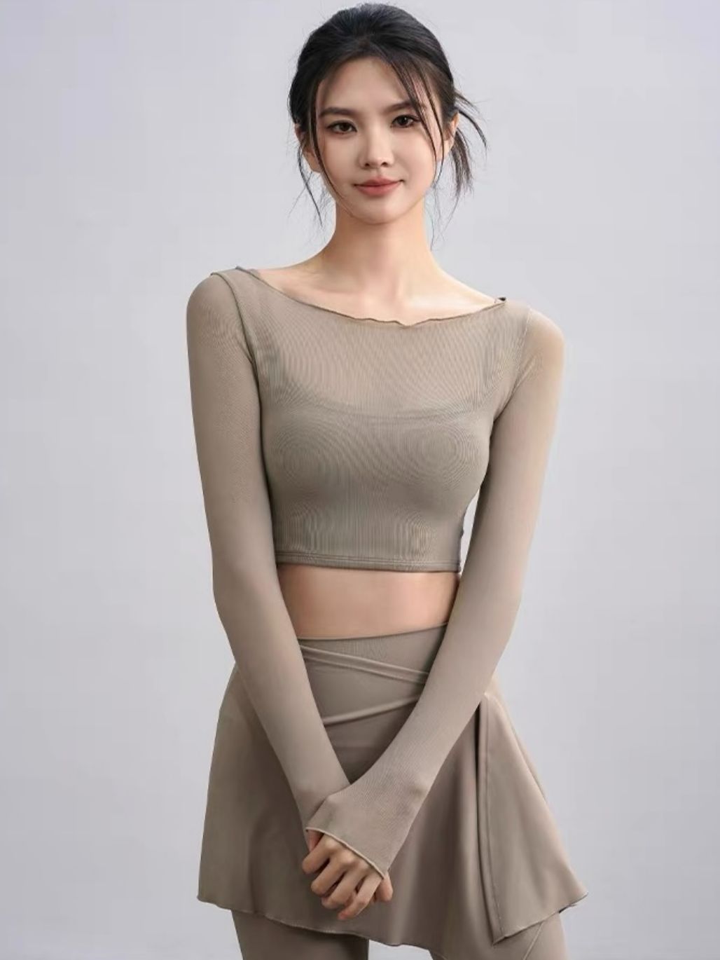Sophiee Sheer Mesh Panel Active Top 