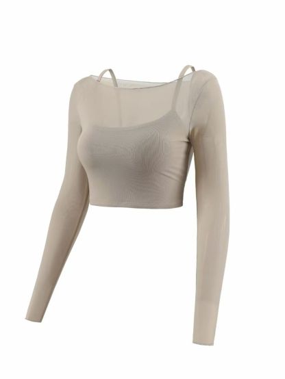 Sophiee Sheer Mesh Panel Active Top 