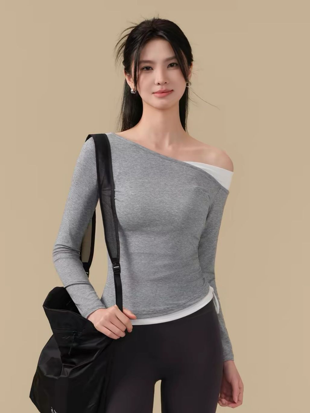 Scarlett One Shoulder Sude Ruched Active Top