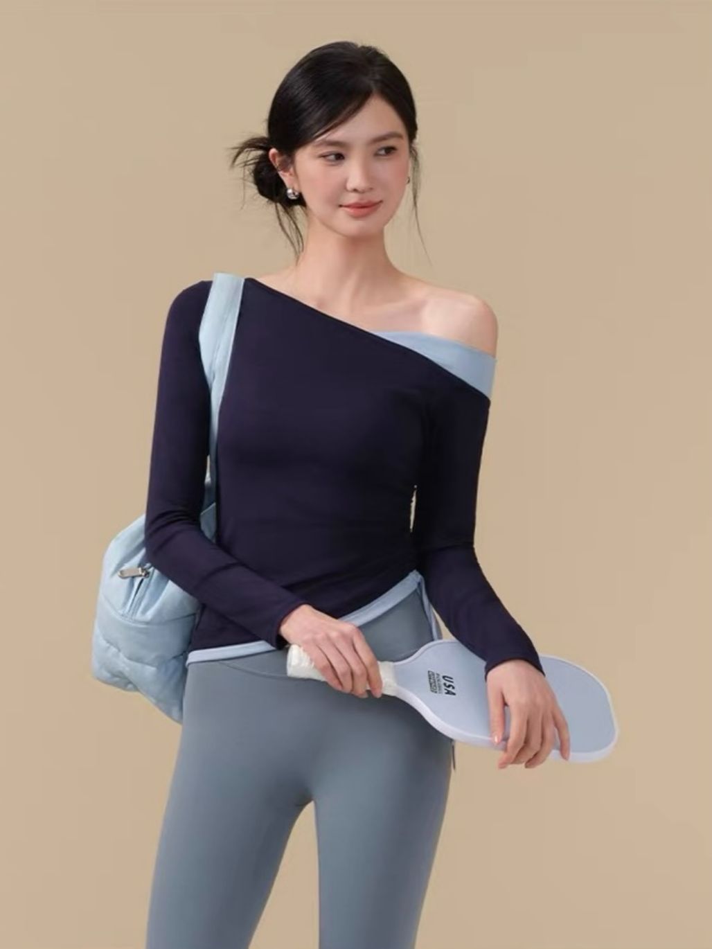 Scarlett One Shoulder Sude Ruched Active Top