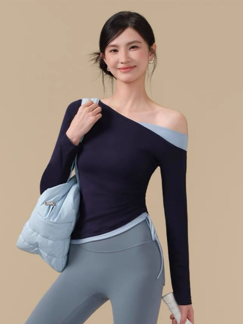 Scarlett One Shoulder Sude Ruched Active Top