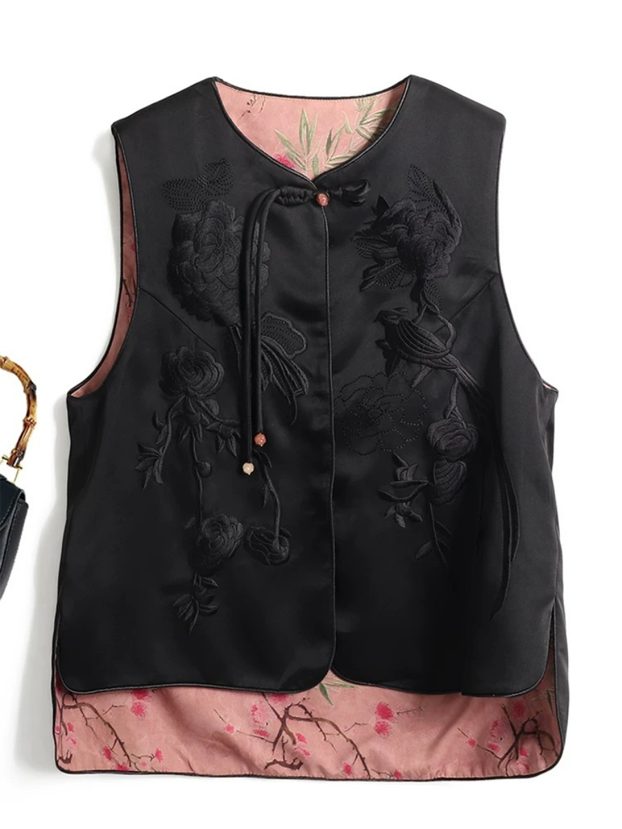 Shuang Niu Two Sided Jacquard Oriental Vest