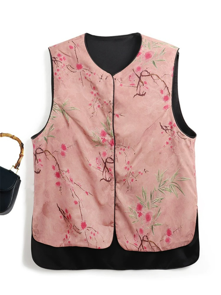 Shuang Niu Two Sided Jacquard Oriental Vest