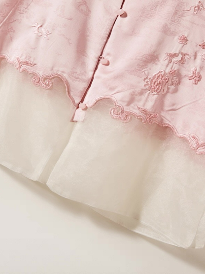 Shuang Ping Organza Paneling Oriental Vest