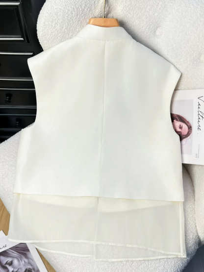 Shuang Qu Organza Paneling Sequin Oriental Vest