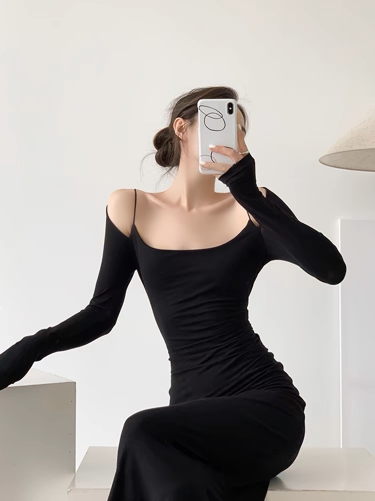 Grecya Fake Two Piece Bodycon Dress (Discounted-S Size)-The Black Bow-