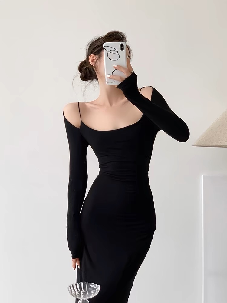Grecya Fake Two Piece Bodycon Dress (Discounted-S Size)-The Black Bow-