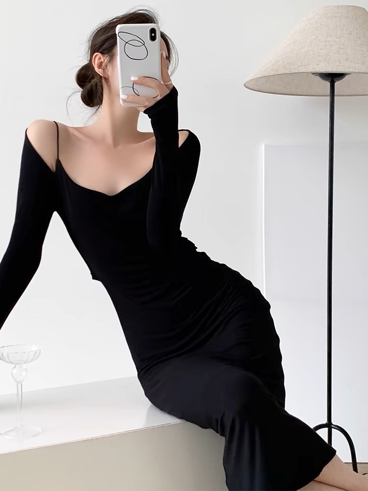 Grecya Fake Two Piece Bodycon Dress (Discounted-S Size)-The Black Bow-