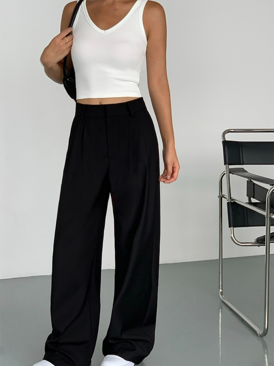 Briella Straight Cut Pants-The Black Bow-