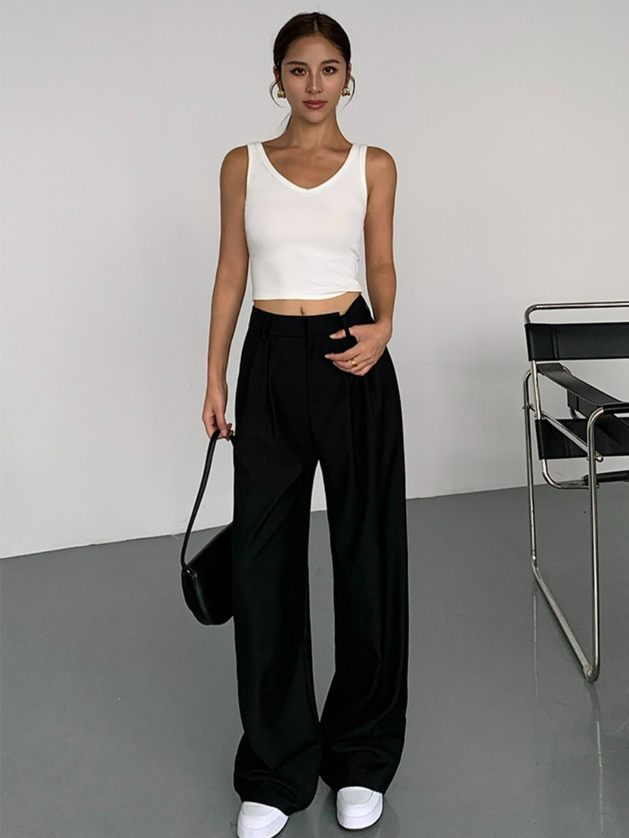 Briella Straight Cut Pants-The Black Bow-