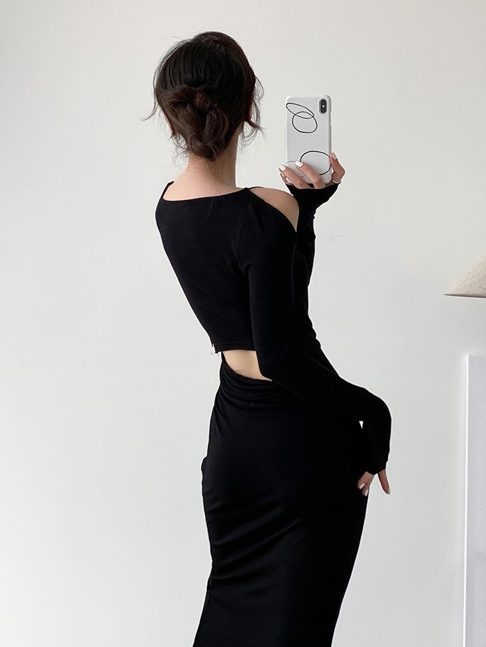 Grecya Fake Two Piece Bodycon Dress (Discounted-S Size)-The Black Bow-