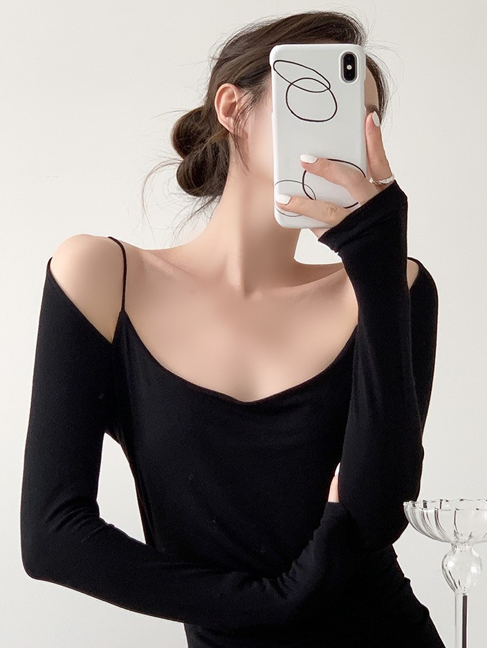 Grecya Fake Two Piece Bodycon Dress (Discounted-S Size)-The Black Bow-